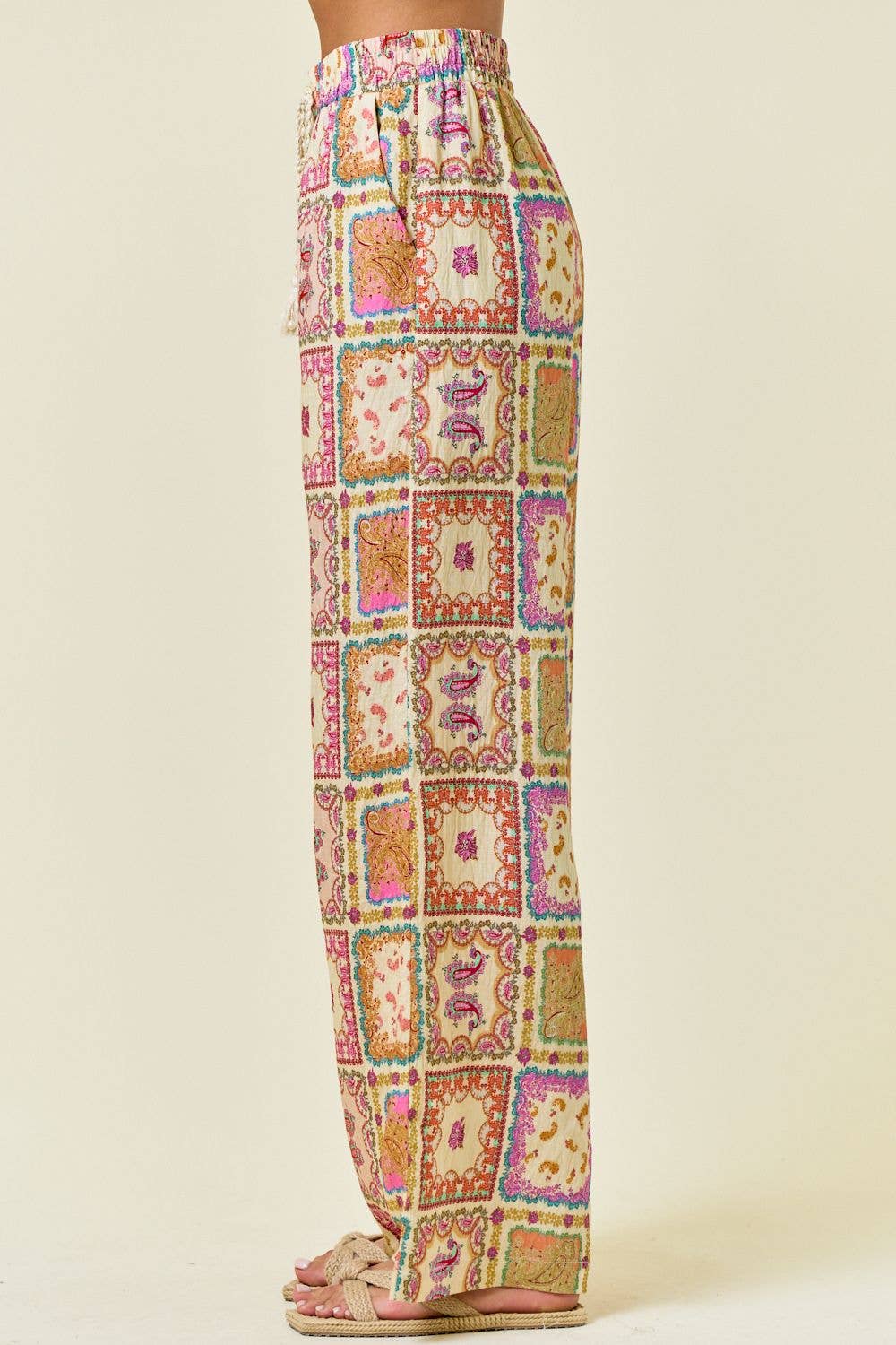 Paisley Scarf Pants With Beaded Tie Trim | EightySixNinety
